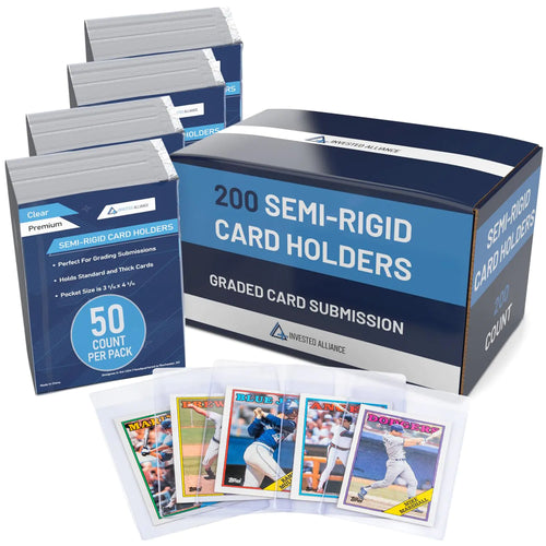 Semi Rigid Card Holder (200 Count) | PSA Graded Card Sleeves PSA Card Holder PSA Sleeves PSA Card Sleeves Sleeve Saver SGC Slab Sleeves #1 Hard Sleeves for Cards Grading Submission BGS CSG.
