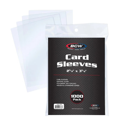 BCW Standard Card Sleeves - 1000 Penny Sleeves - 2-5/8" x 3-5/8" | Crystal Clear Acid-Free | BCW Penny Sleeves for Trading Cards | Baseball Basketball Football Hockey Pokemon MTG BCW Card Sleeves