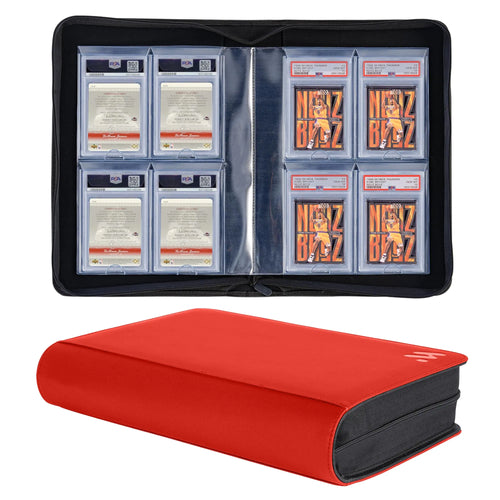 MORABTO Graded Card BinderHolds 40 Graded Cards4 Pocket Slab Binder For PSAPremium Graded Card Holder with Sleeves Red